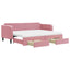 daybed med udtræk og skuffer 80x200 cm velour lyserød