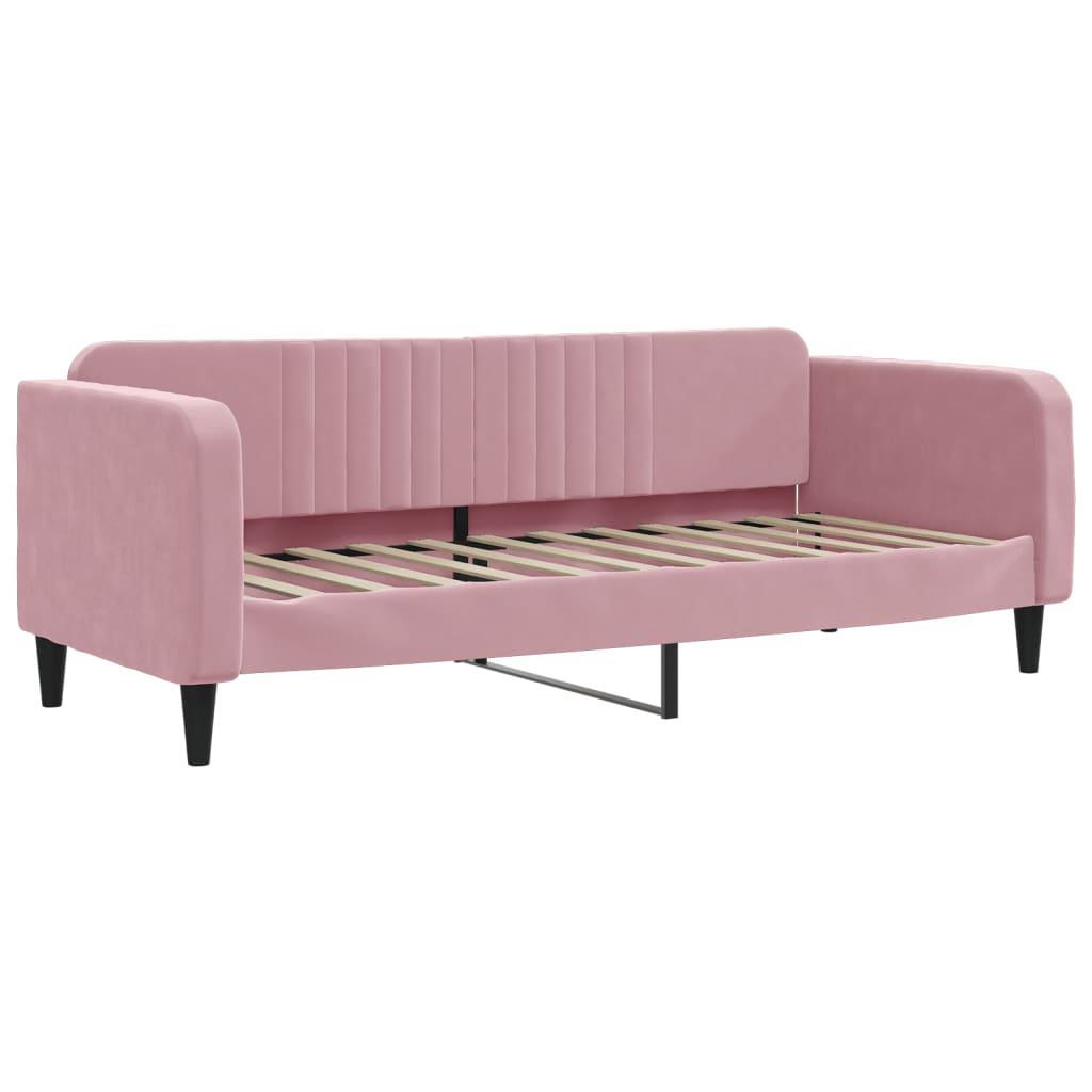 daybed med udtræk og skuffer 80x200 cm velour lyserød