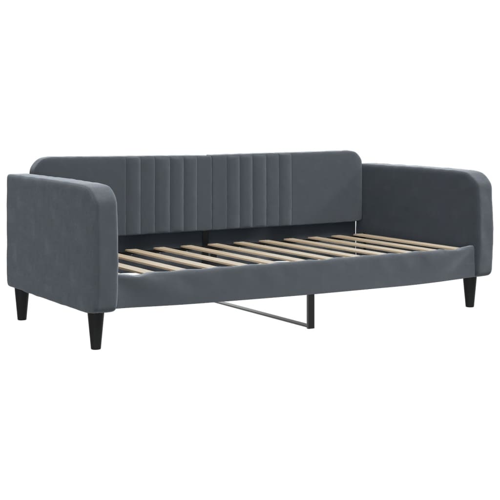 daybed med udtræk og skuffer 100x200 cm velour mørkegrå
