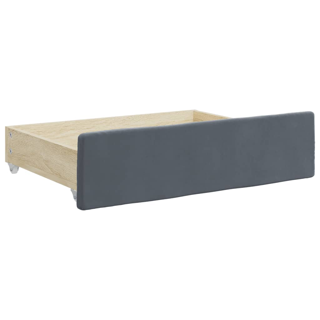 daybed med udtræk og skuffer 100x200 cm velour mørkegrå
