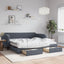 daybed med udtræk og skuffer 100x200 cm velour mørkegrå