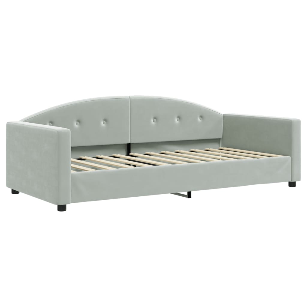 daybed med udtræk 80x200 cm velour lysegrå