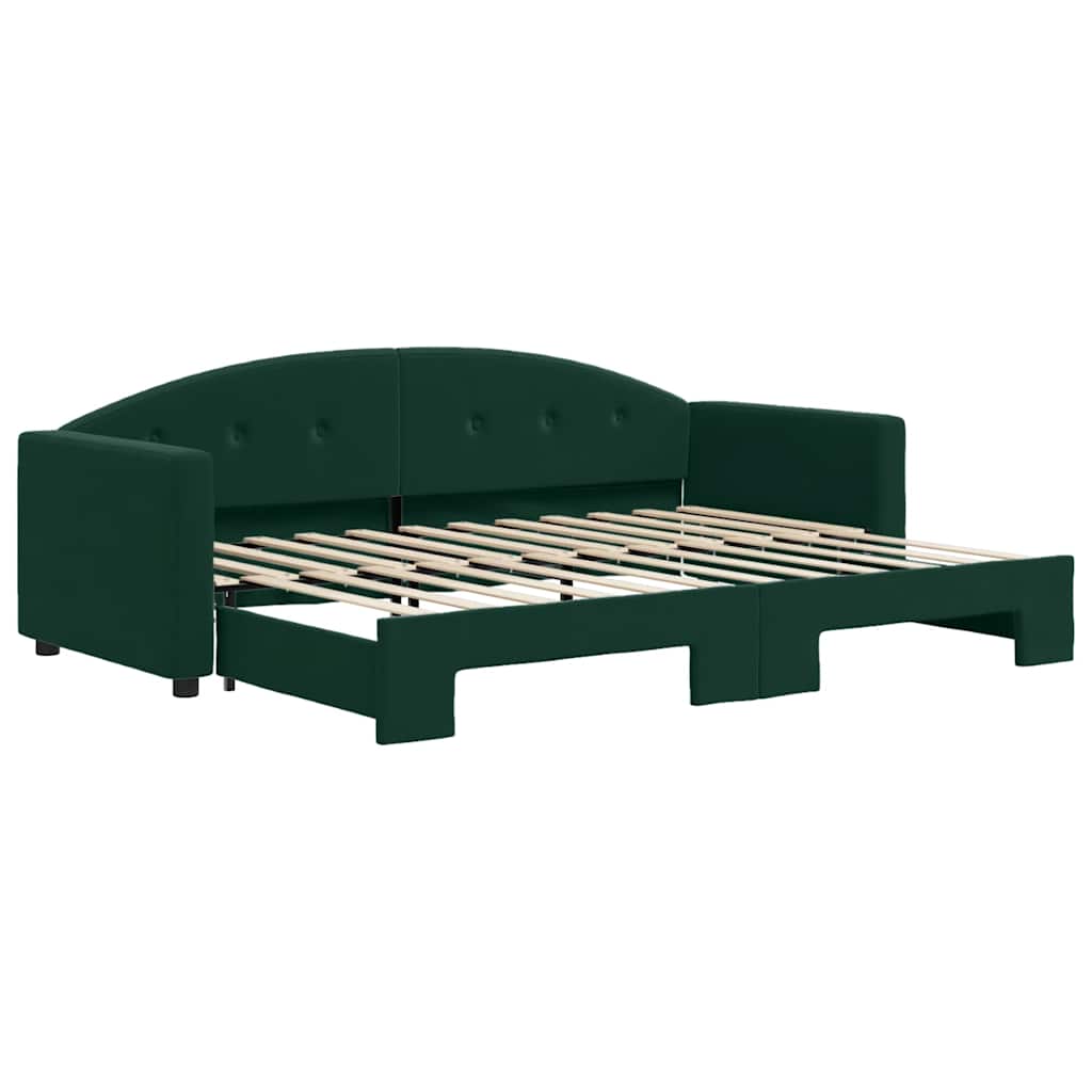 daybed med udtræk 80x200 cm velour mørkegrøn