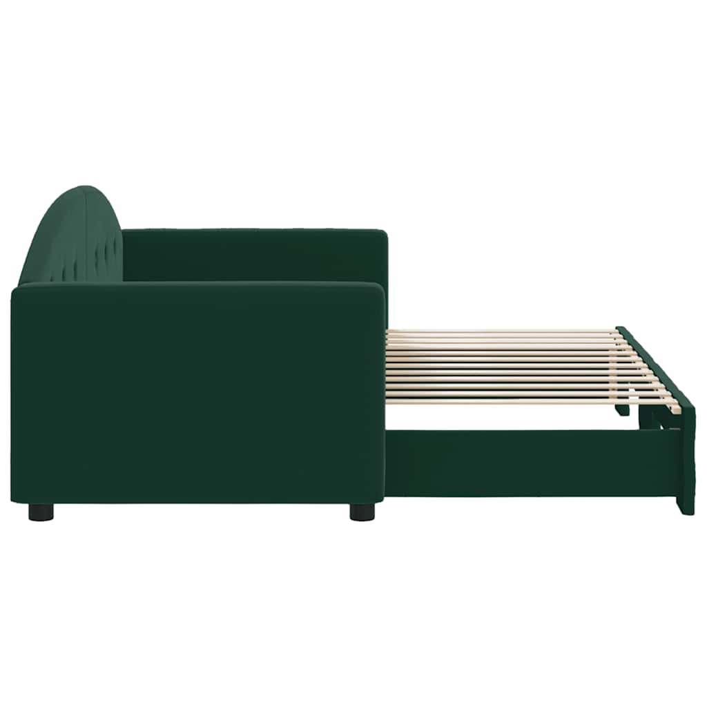 daybed med udtræk 80x200 cm velour mørkegrøn