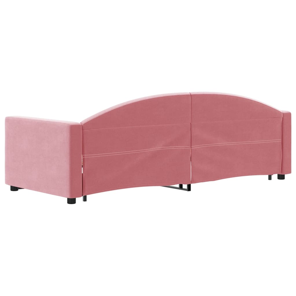 daybed med udtræk 80x200 cm velour lyserød