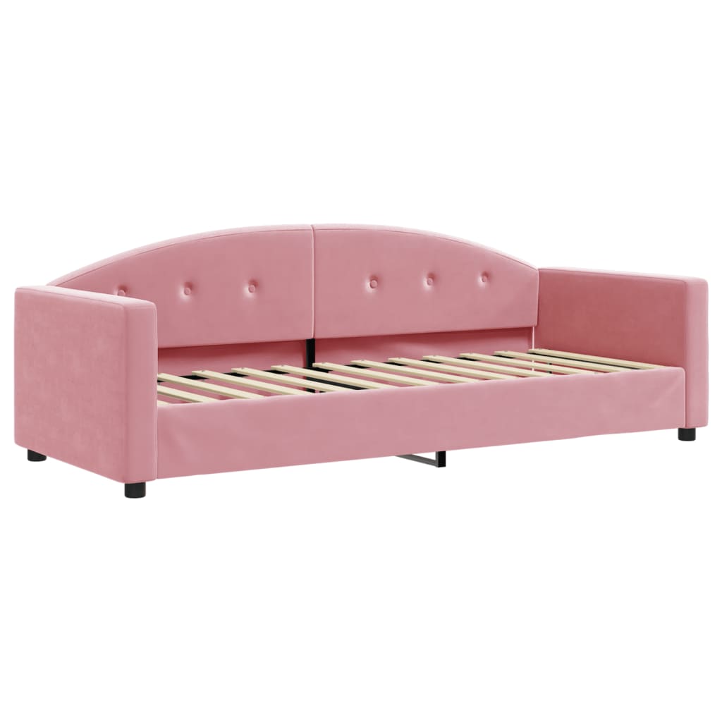 daybed med udtræk 80x200 cm velour lyserød