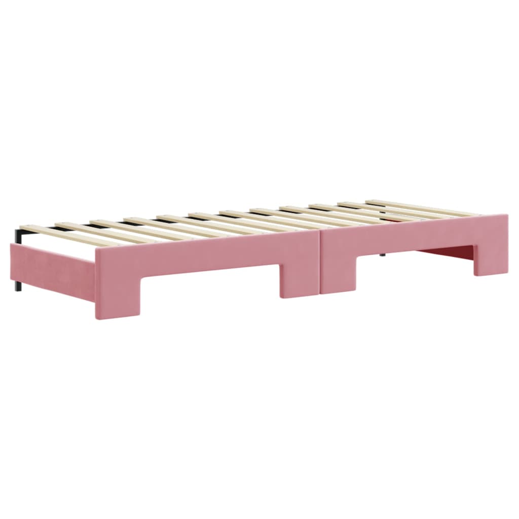 daybed med udtræk 80x200 cm velour lyserød