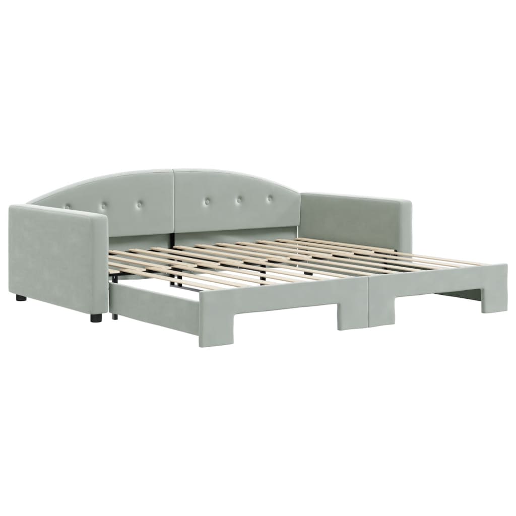 daybed med udtræk 100x200 cm velour lysegrå