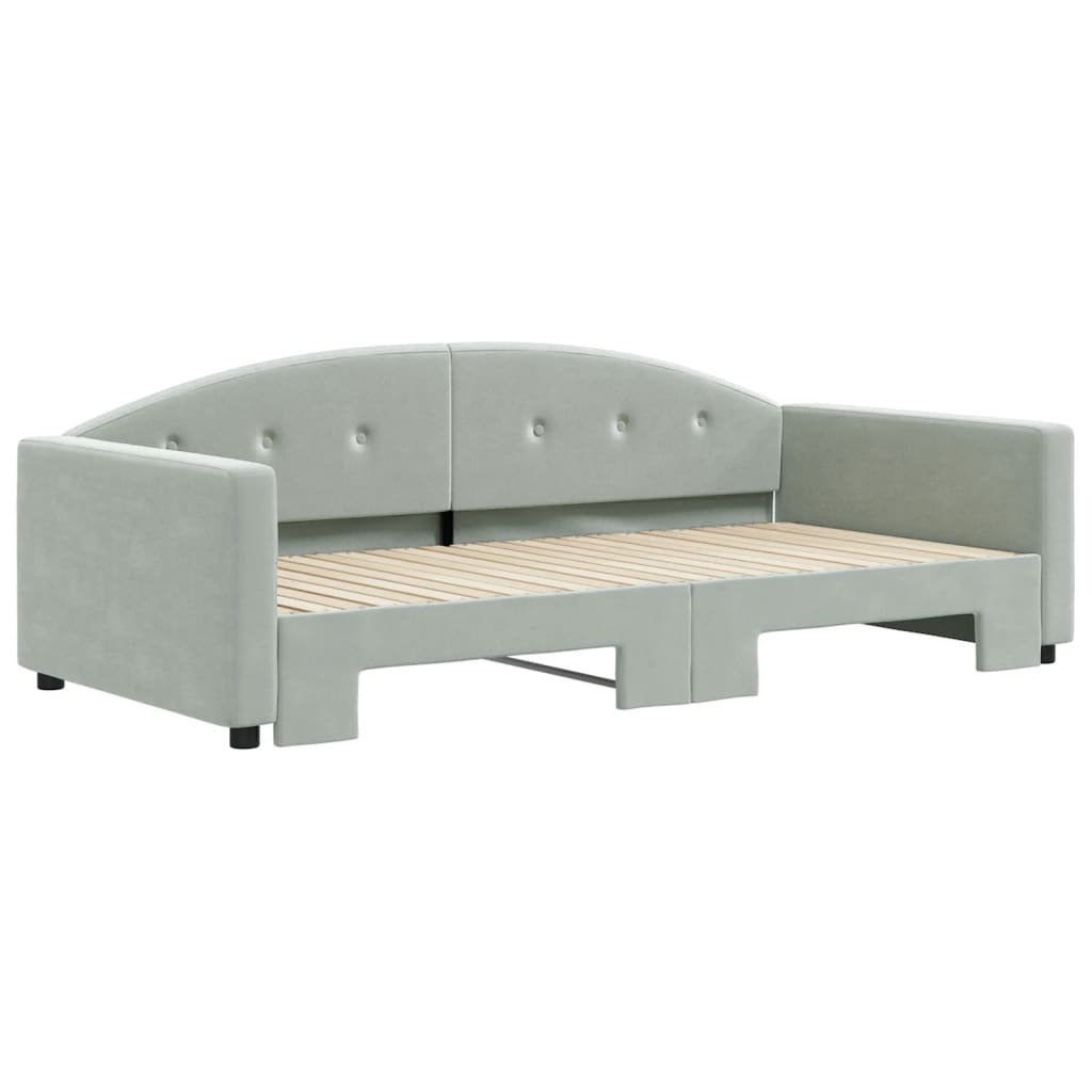 daybed med udtræk 100x200 cm velour lysegrå