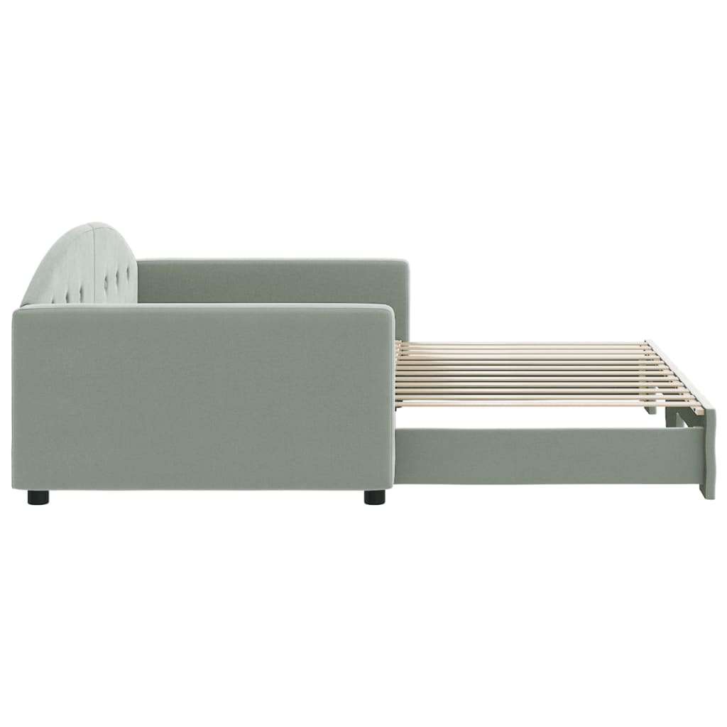 daybed med udtræk 100x200 cm velour lysegrå