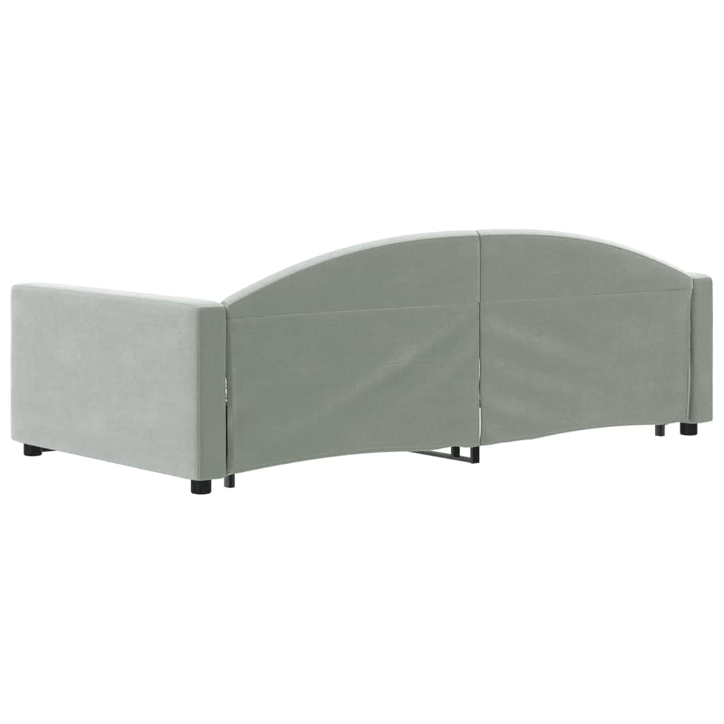 daybed med udtræk 100x200 cm velour lysegrå