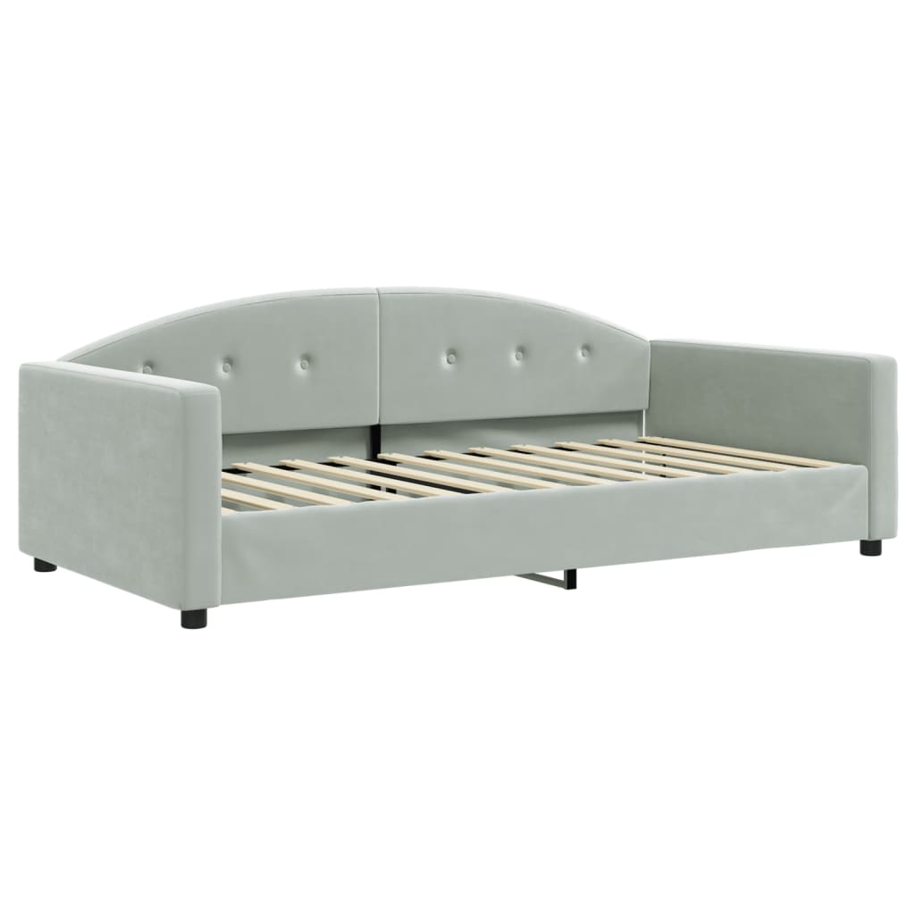 daybed med udtræk 100x200 cm velour lysegrå