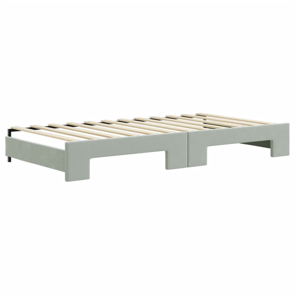 daybed med udtræk 100x200 cm velour lysegrå