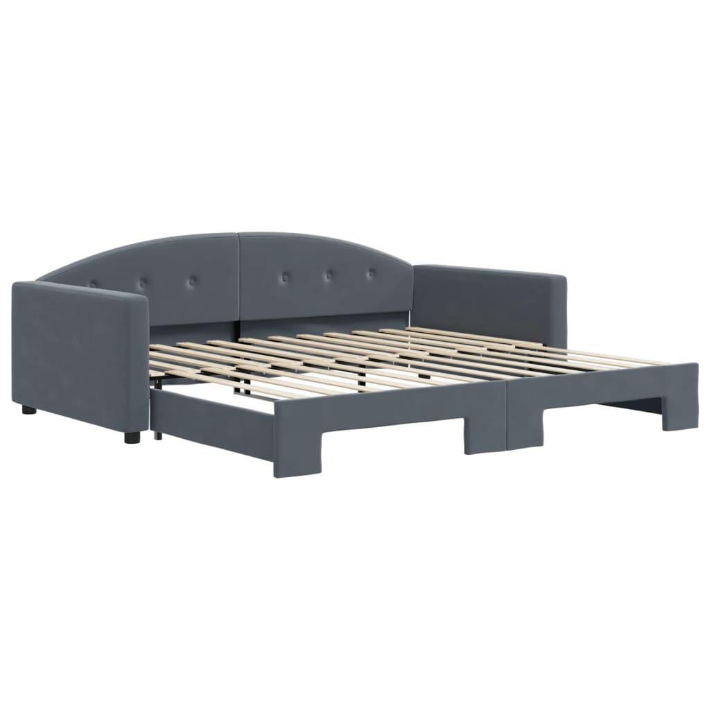 daybed med udtræk 100x200 cm velour mørkegrå