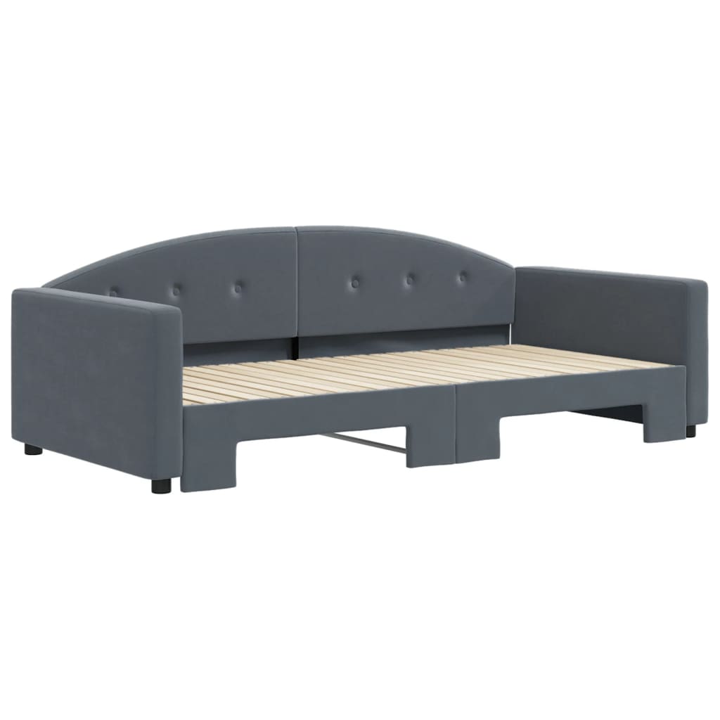 daybed med udtræk 100x200 cm velour mørkegrå