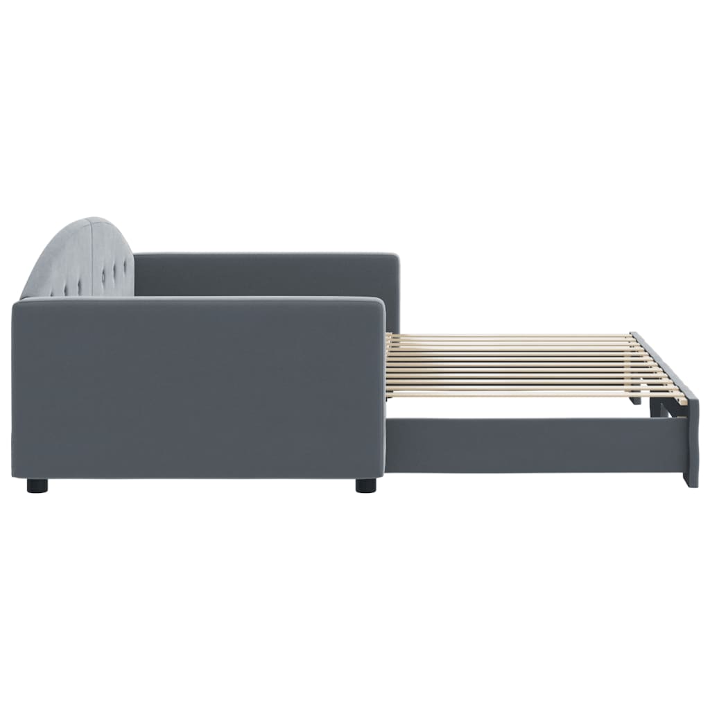 daybed med udtræk 100x200 cm velour mørkegrå