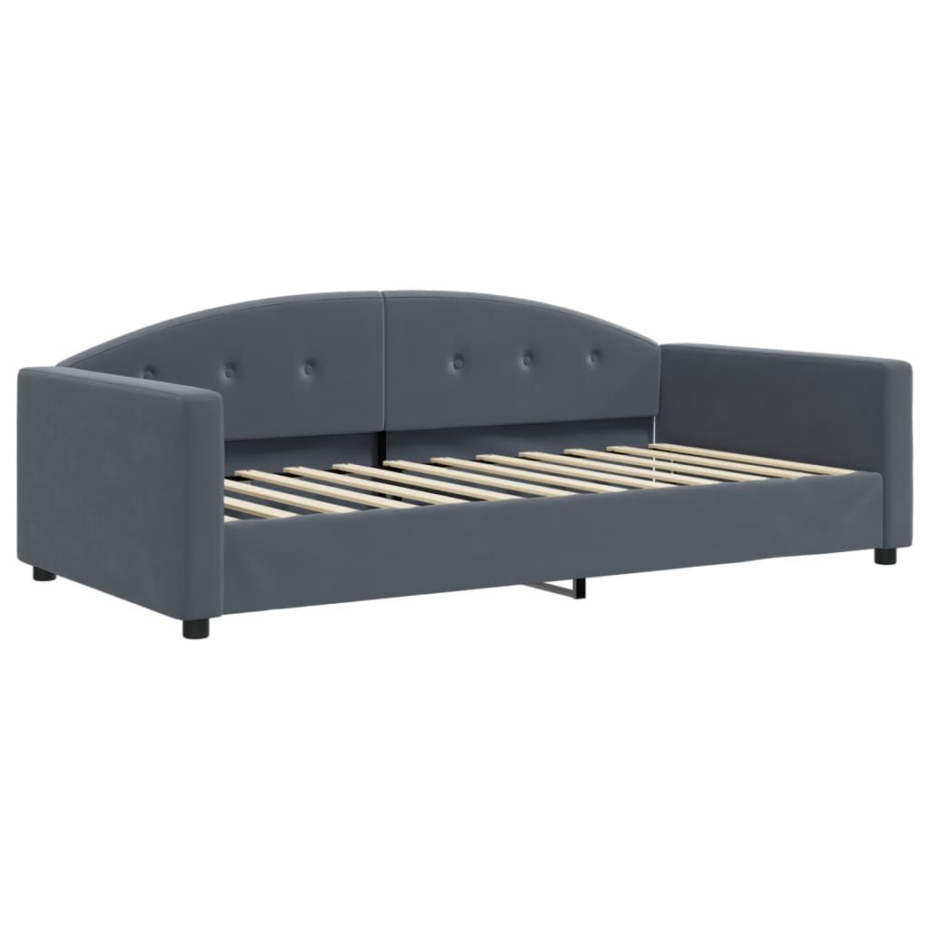 daybed med udtræk 100x200 cm velour mørkegrå