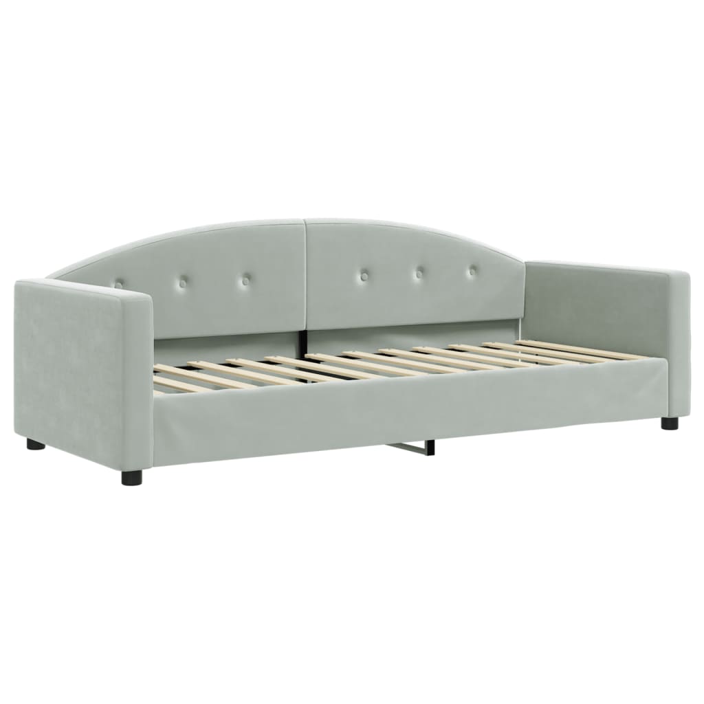 daybed med udtræk og madras 80x200 cm velour lysegrå
