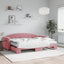 daybed med udtræk og madras 80x200 cm velour lyserød