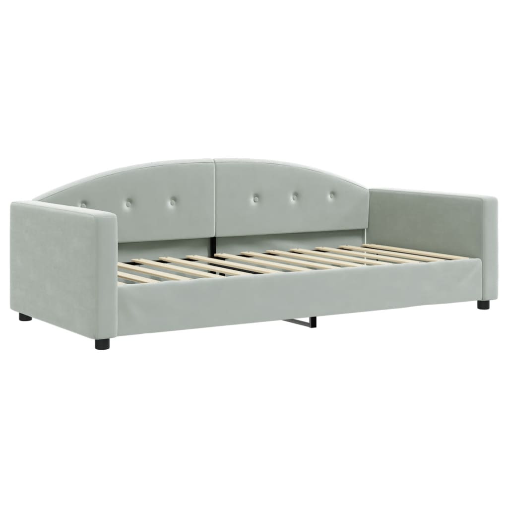 daybed med udtræk og madras 90x200 cm velour lysegrå