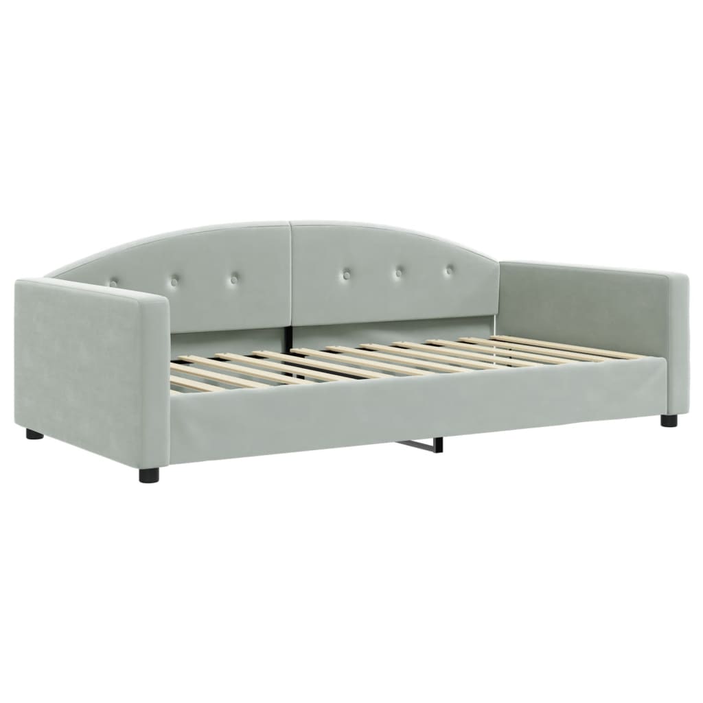 daybed med udtræk og madras 100x200 cm velour lysegrå