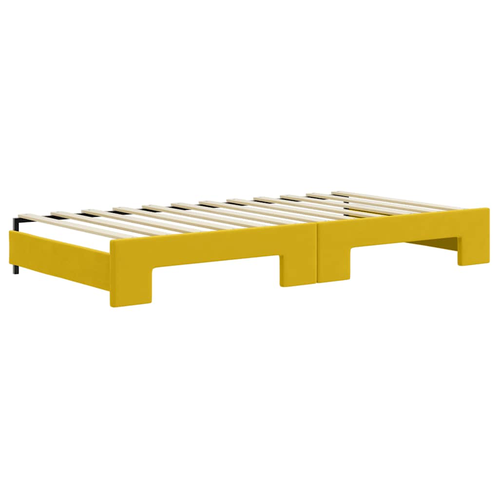 daybed med udtræk og madras 100x200 cm velour gul