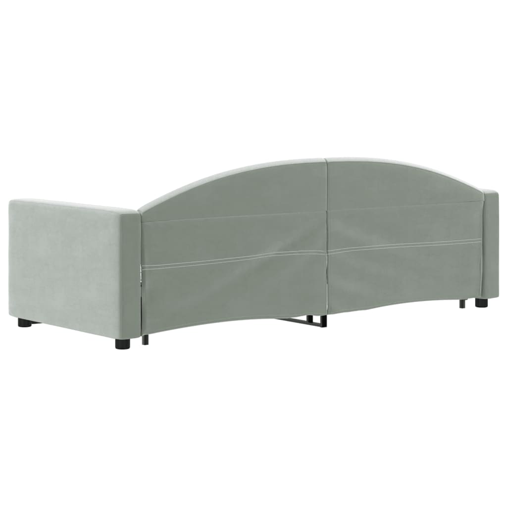 daybed med udtræk og skuffer 80x200 cm velour lysegrå