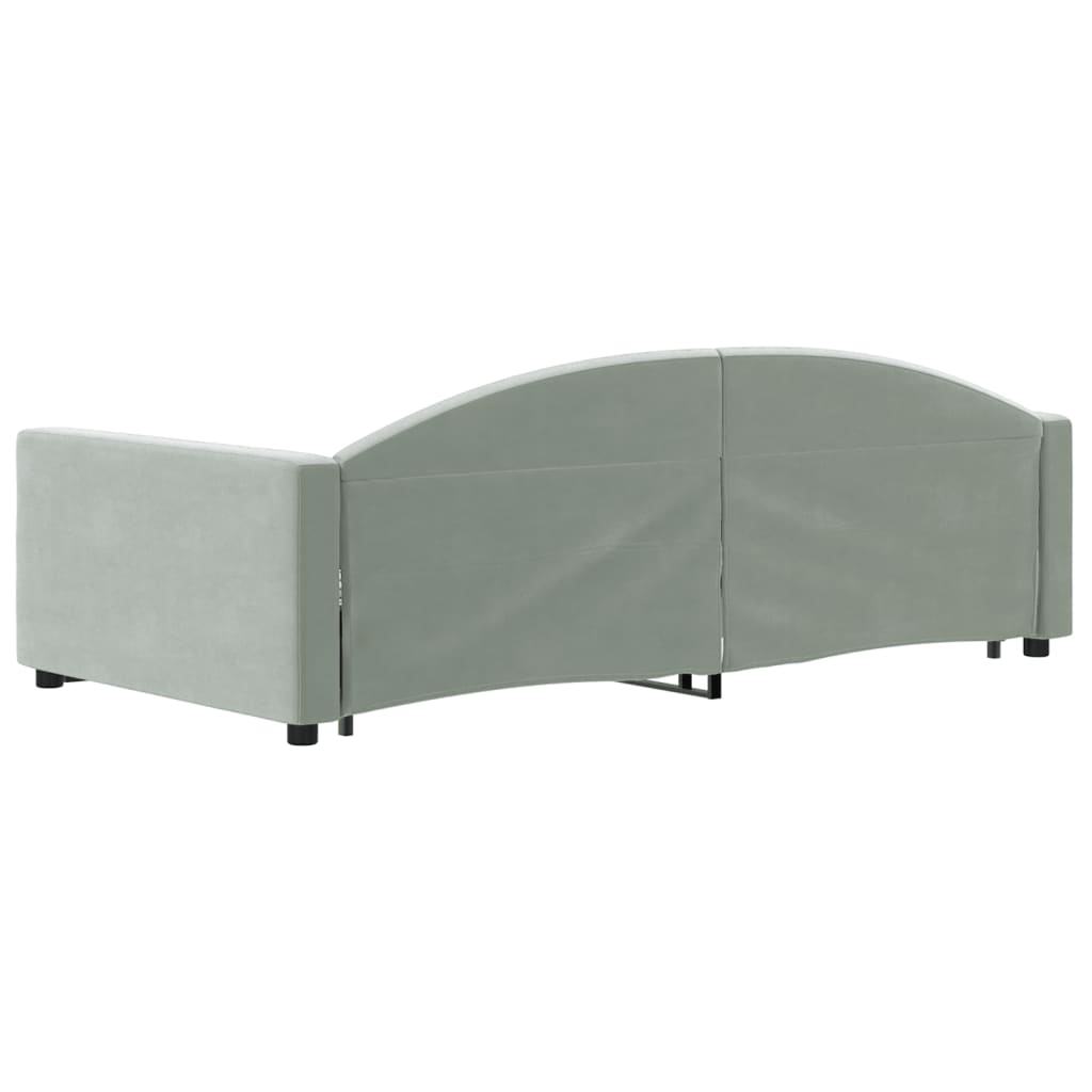 daybed med udtræk og skuffer 90x200 cm velour lysegrå