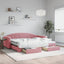 daybed med udtræk og skuffer 90x200 cm velour lyserød