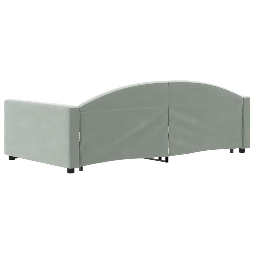 daybed med udtræk og skuffer 100x200 cm velour lysegrå
