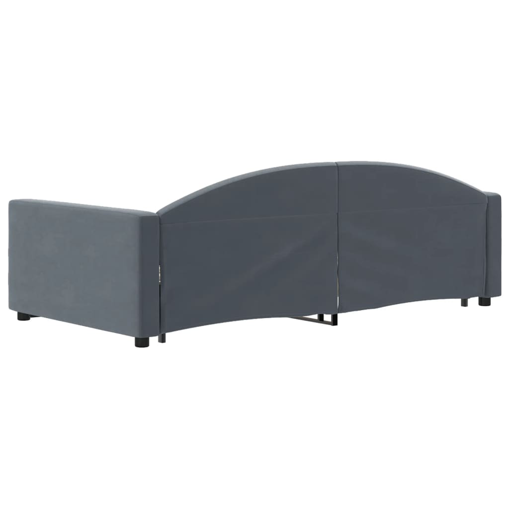 daybed med udtræk og skuffer 100x200 cm velour mørkegrå