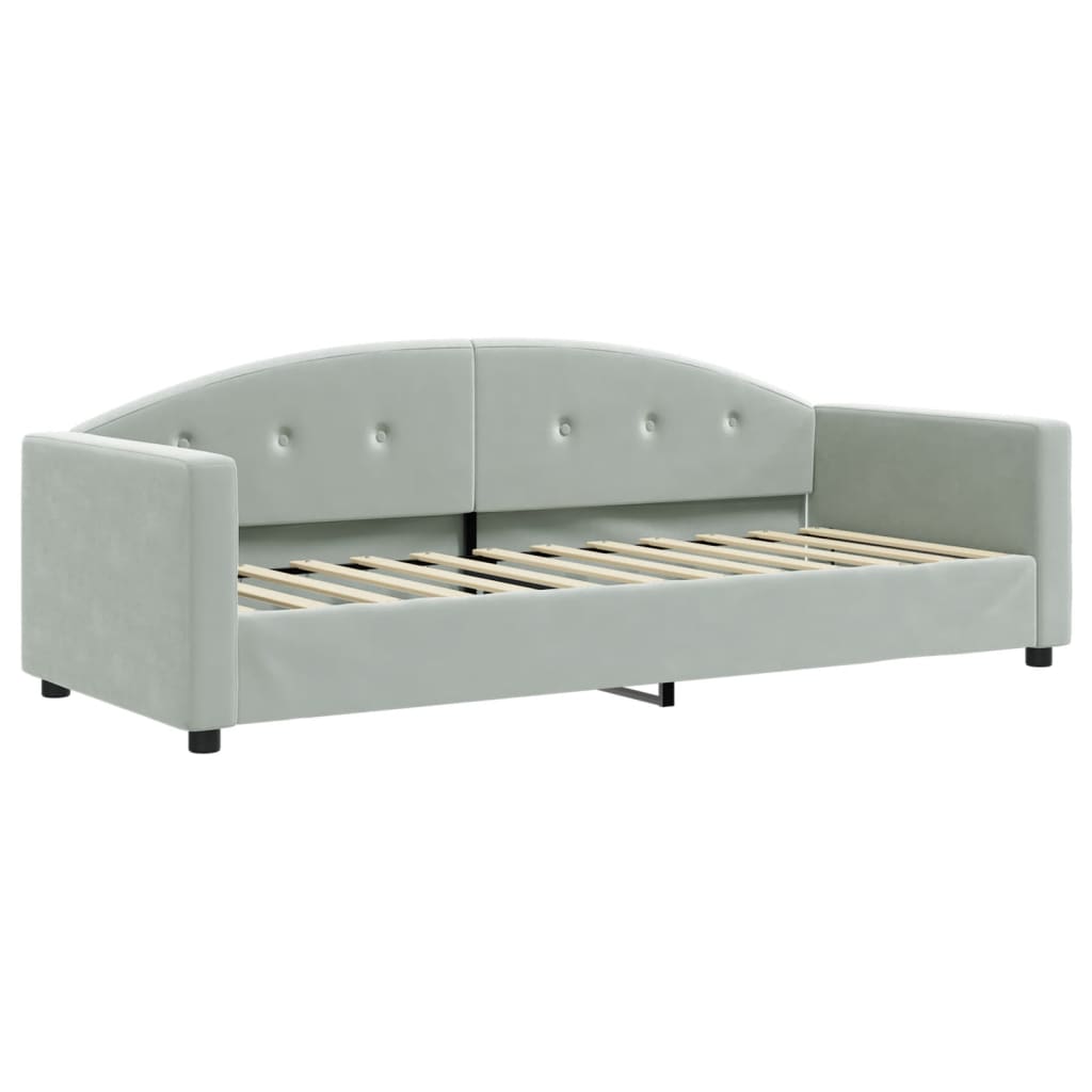 daybed med udtræk og skuffer 80x200 cm velour lysegrå