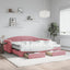 daybed med udtræk og skuffer 90x200 cm velour lyserød