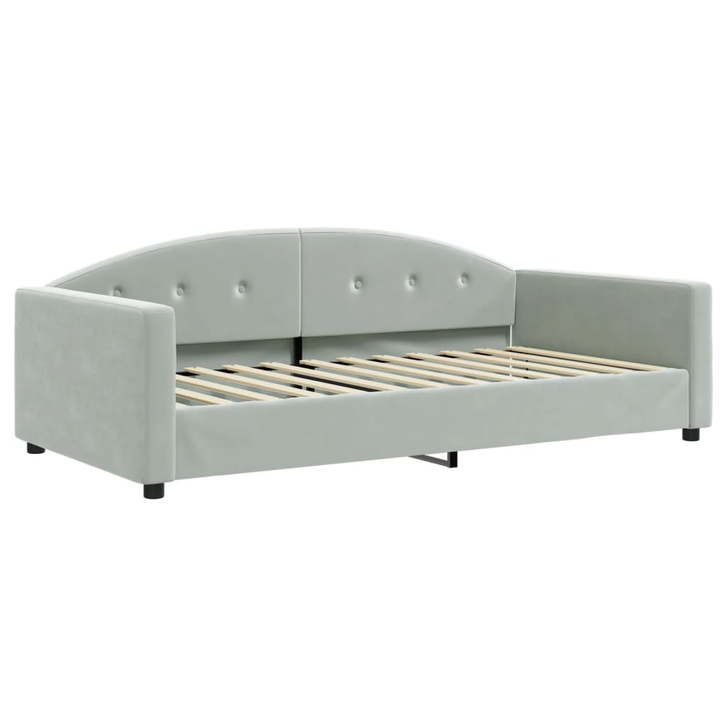 daybed med udtræk og skuffer 100x200 cm velour lysegrå