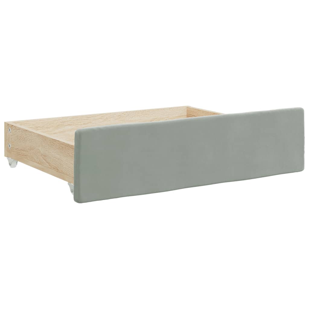 daybed med udtræk og skuffer 100x200 cm velour lysegrå