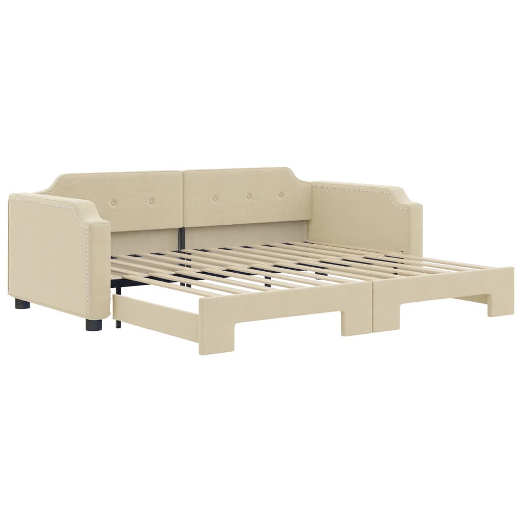 daybed med udtræk 80x200 cm stof cremefarvet