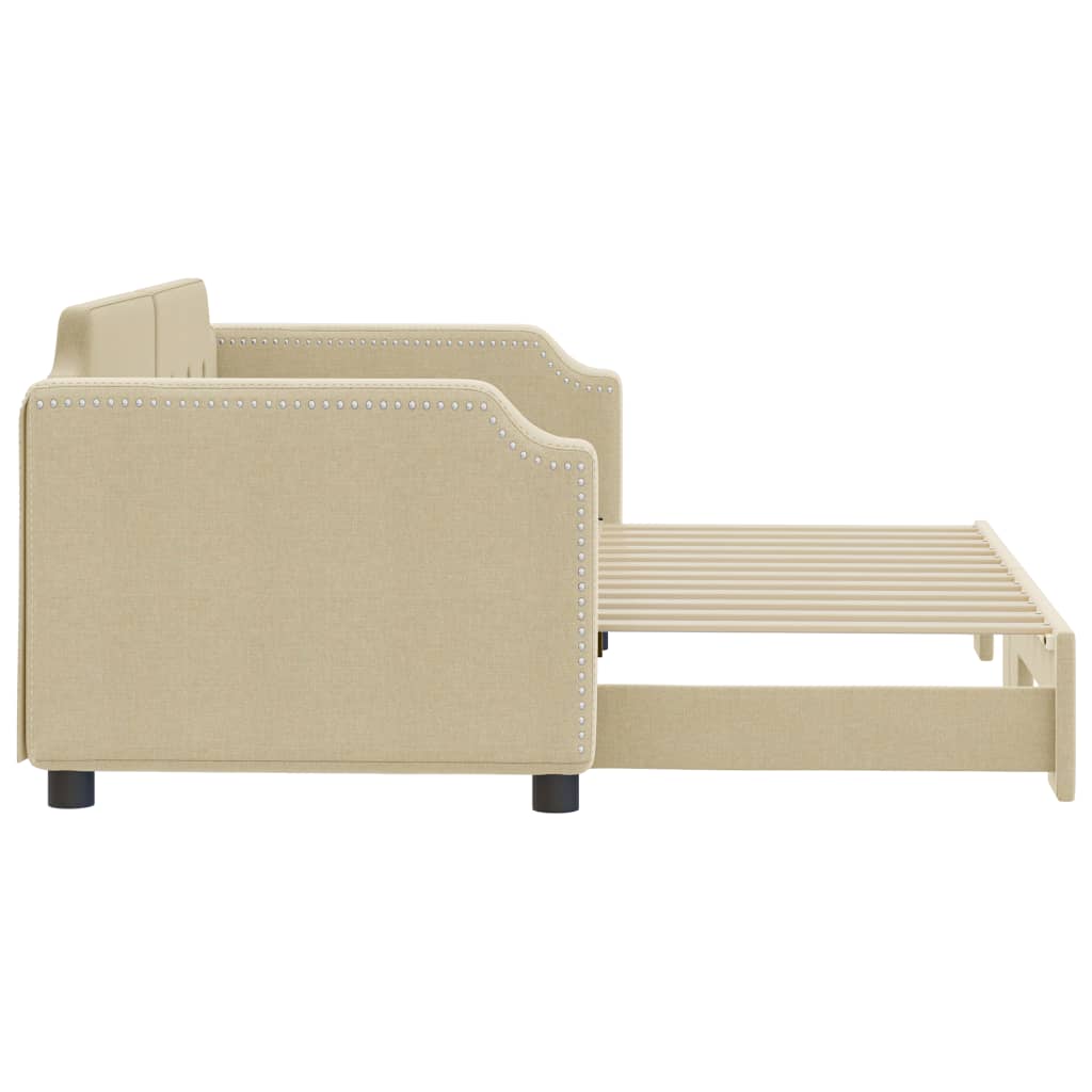 daybed med udtræk 80x200 cm stof cremefarvet