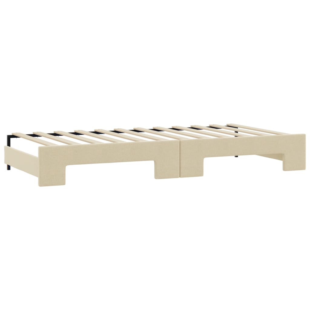 daybed med udtræk og madras 80x200 cm stof cremefarvet
