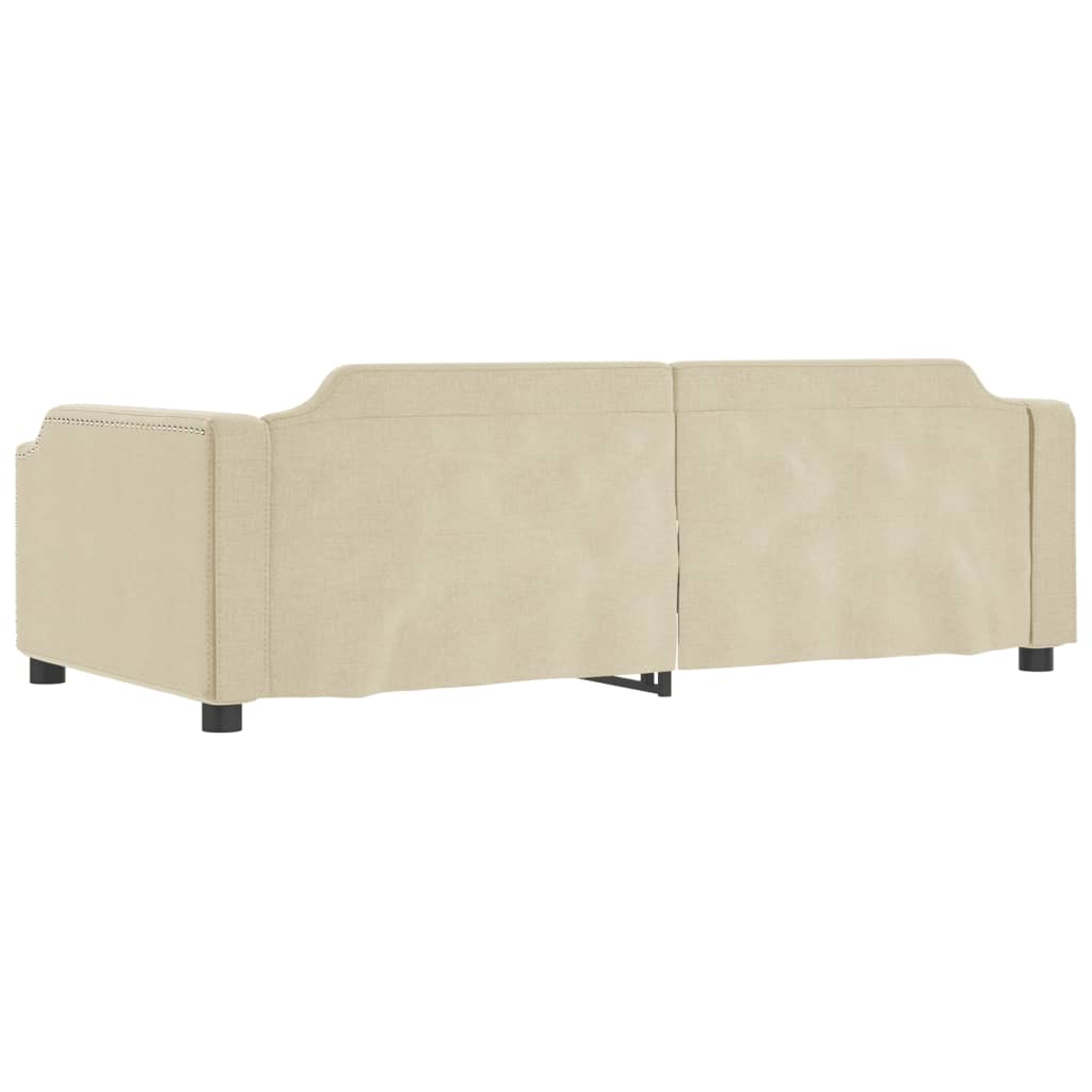 daybed med udtræk og skuffer 80x200 cm stof cremefarvet
