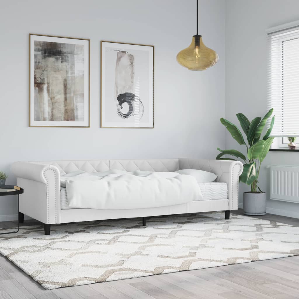 daybed med madras 90x200 cm kunstlæder hvid