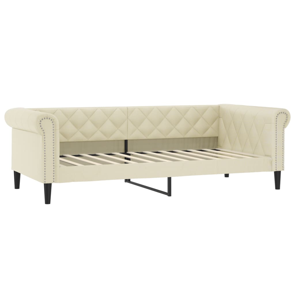 daybed med madras 90x200 cm kunstlæder cremefarvet