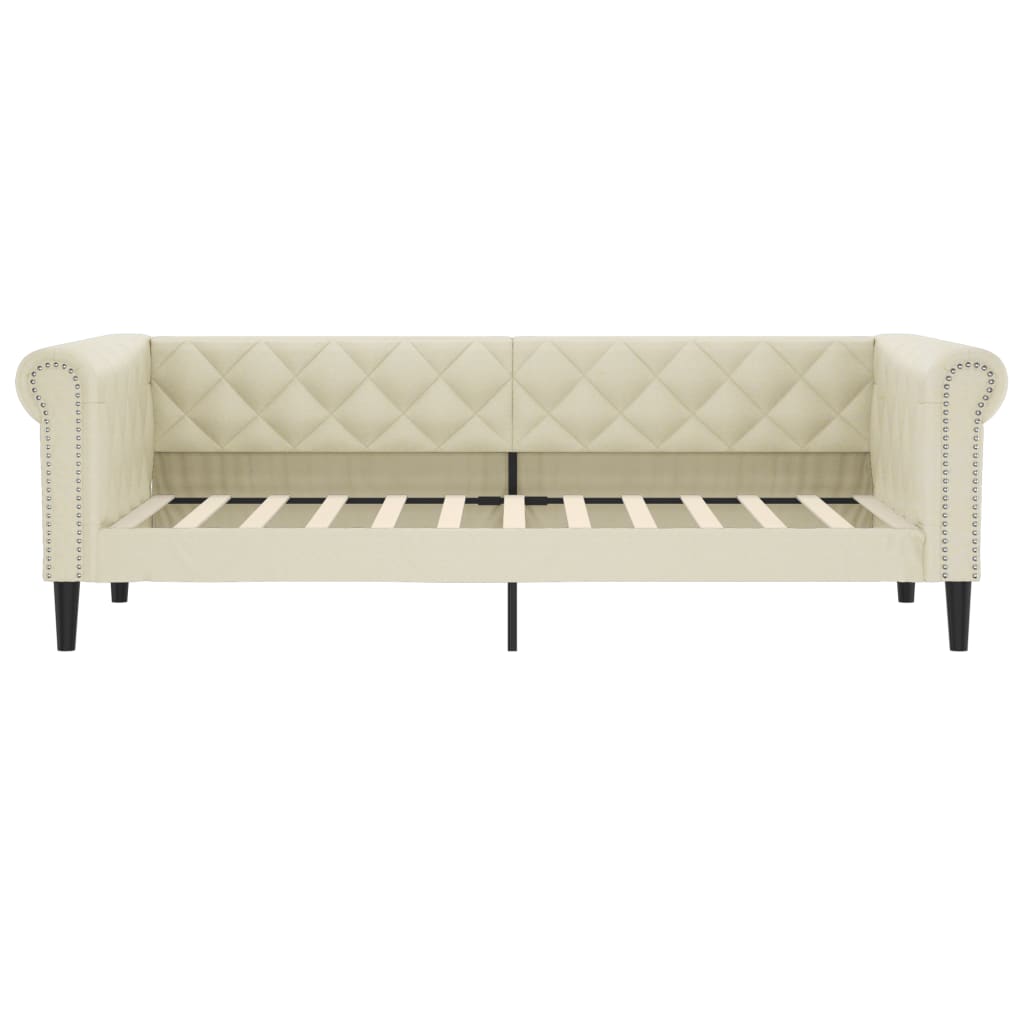 daybed med madras 90x200 cm kunstlæder cremefarvet