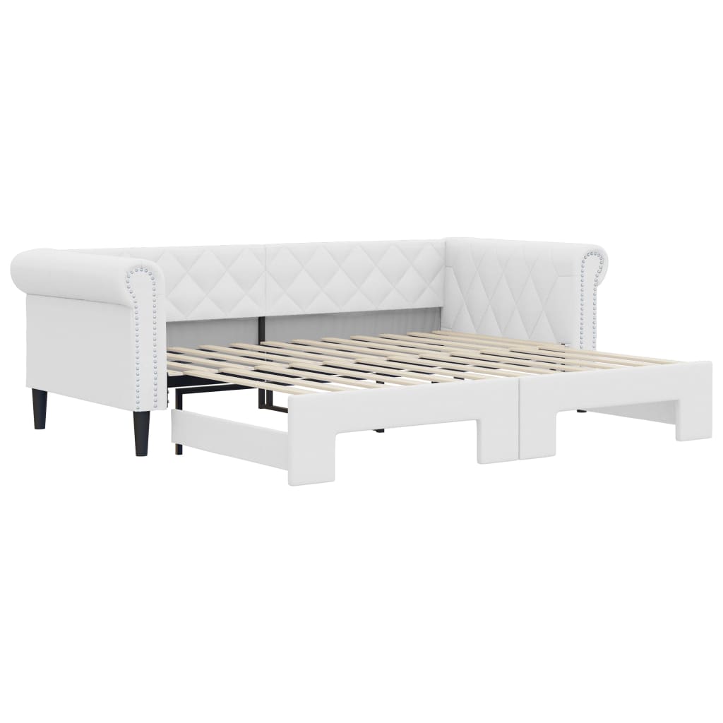 daybed med udtræk 90x200 cm kunstlæder hvid