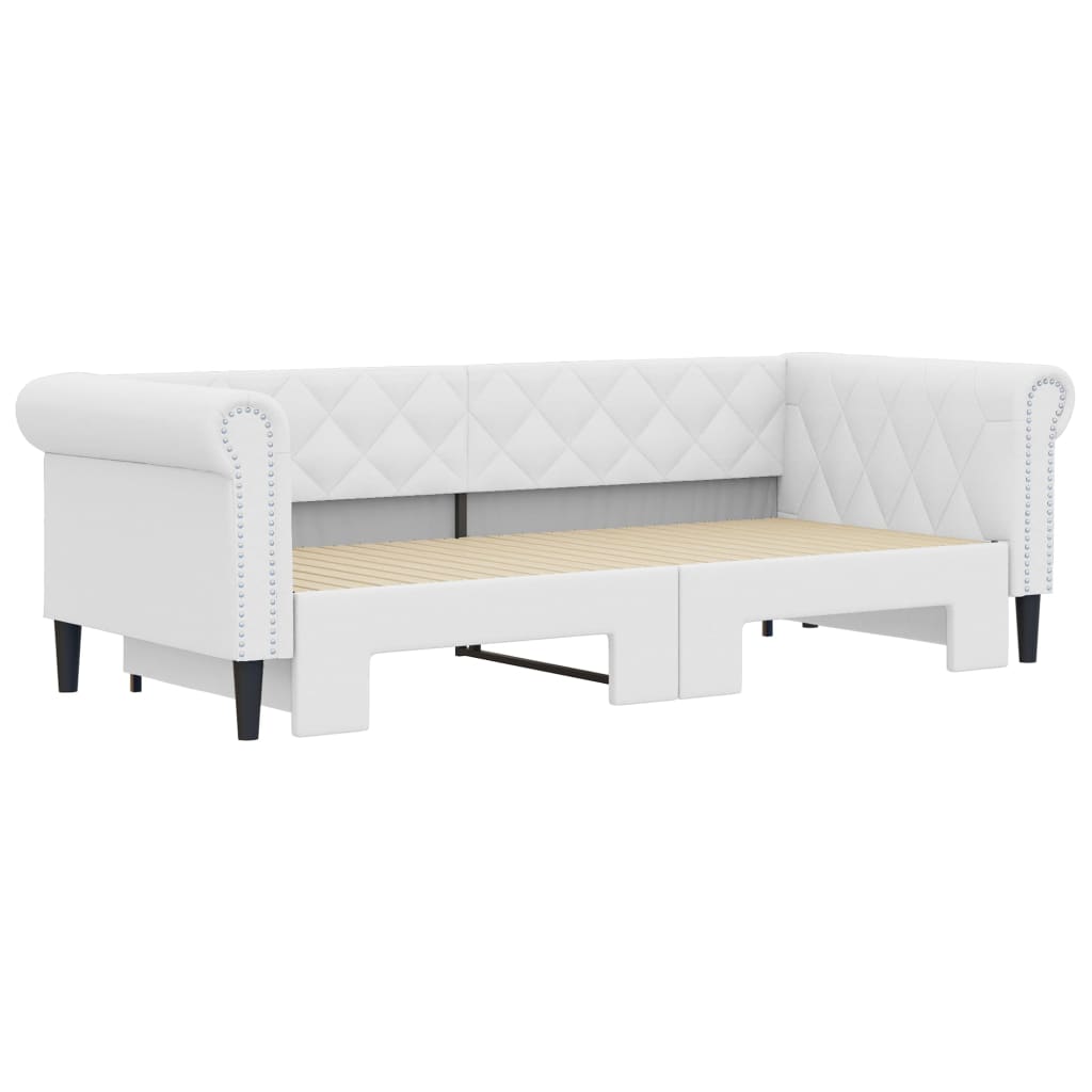 daybed med udtræk 90x200 cm kunstlæder hvid