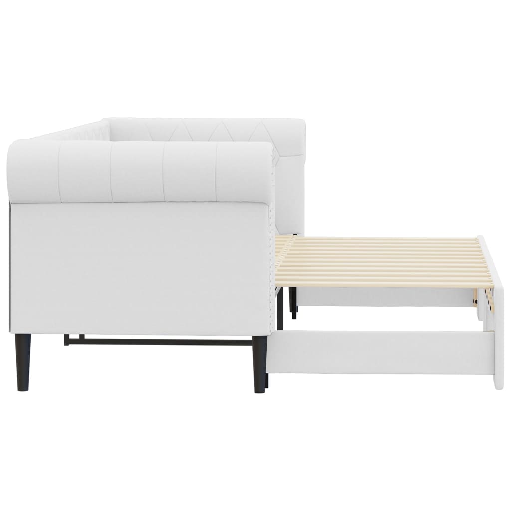 daybed med udtræk 90x200 cm kunstlæder hvid