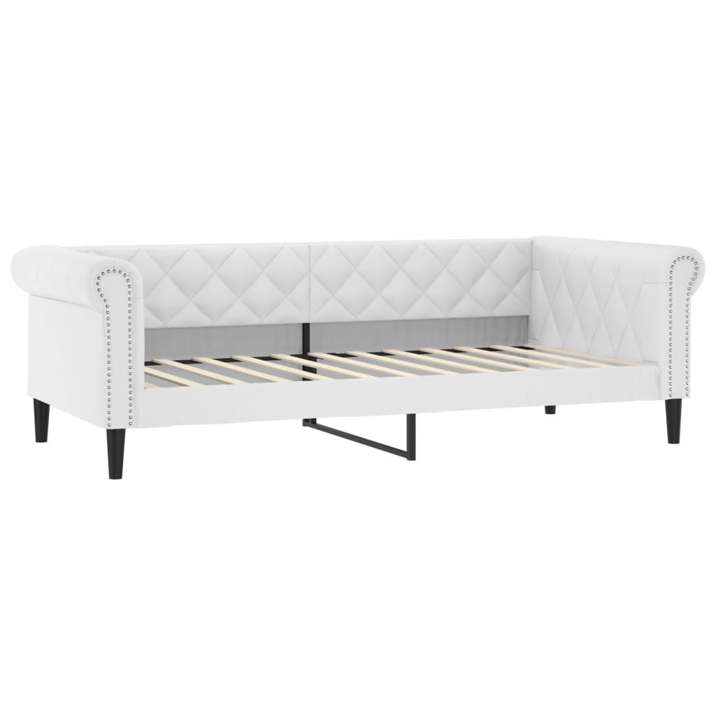 daybed med udtræk og madrasser 90x200 cm kunstlæder hvid