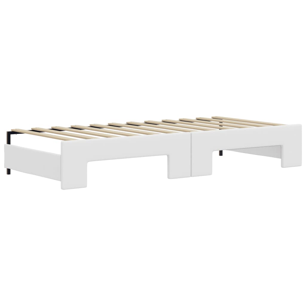 daybed med udtræk og madrasser 90x200 cm kunstlæder hvid