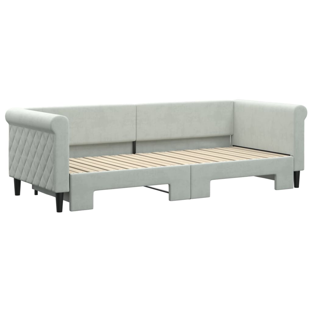 daybed med udtræk 80x200 cm velour lysegrå