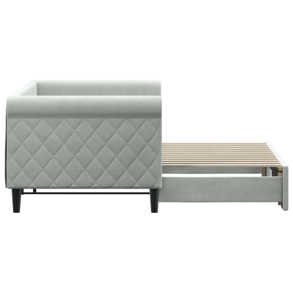 daybed med udtræk 80x200 cm velour lysegrå