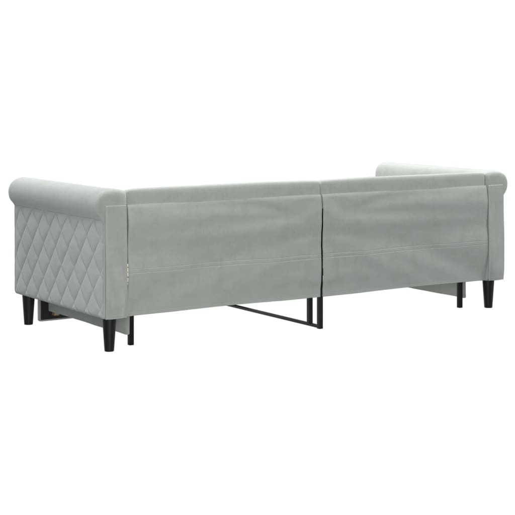 daybed med udtræk 80x200 cm velour lysegrå